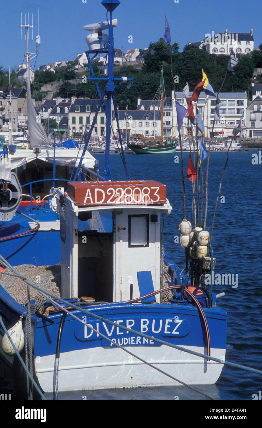 Fishing Boats at Harbour of Audierne Brittany France Stock Photo