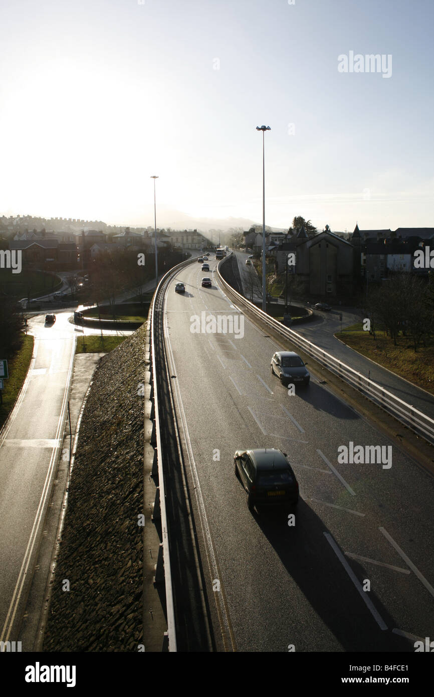Traffic on bypass road in caernarfon hires stock photography and