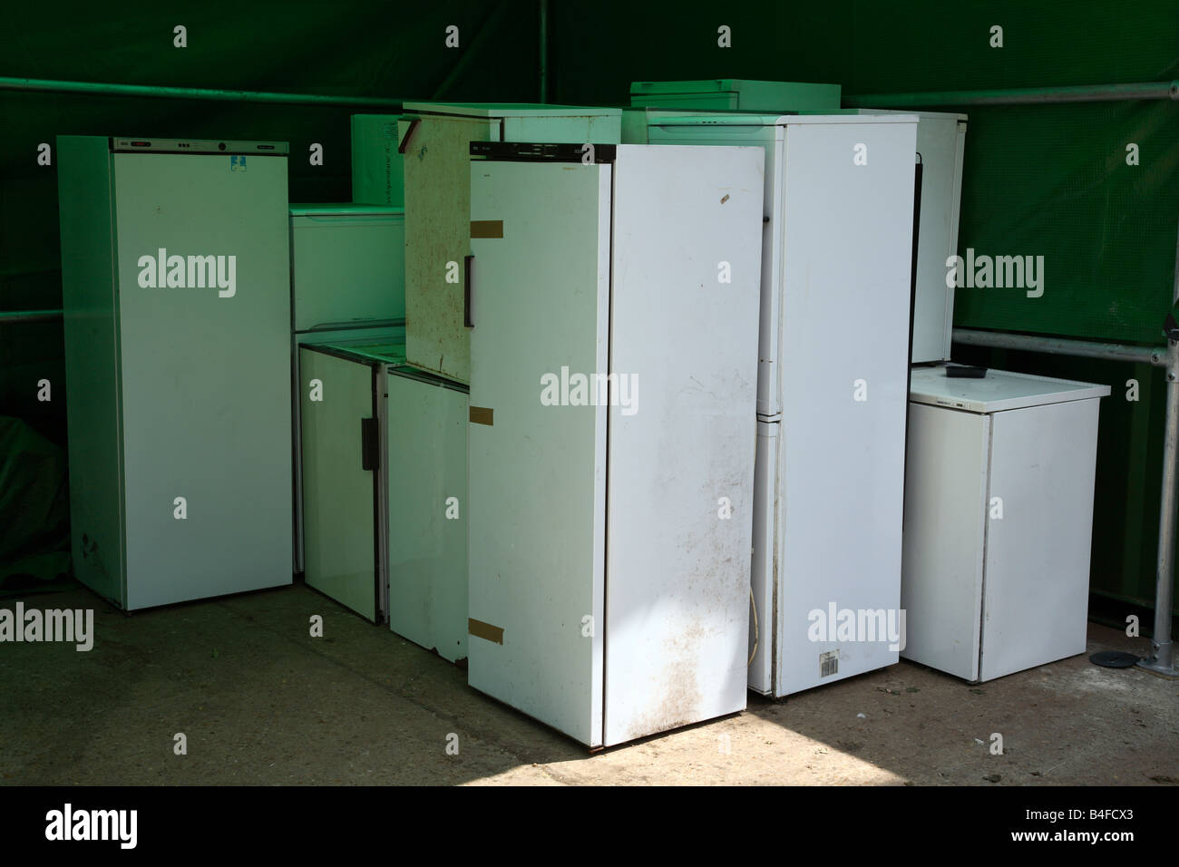 Old fridges waiting to be recycled Stock Photo Alamy