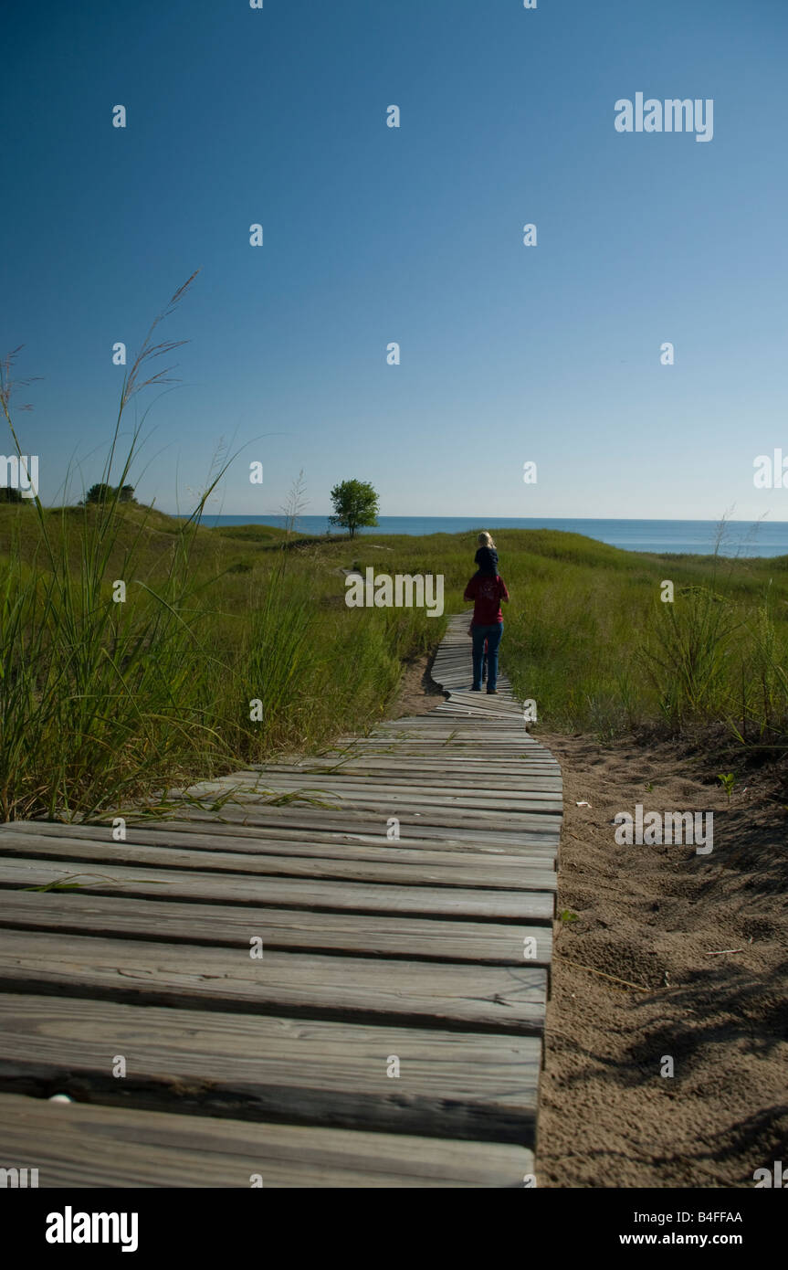 walking on the boardwalk at Kohler Andrae State Park s sand dunes