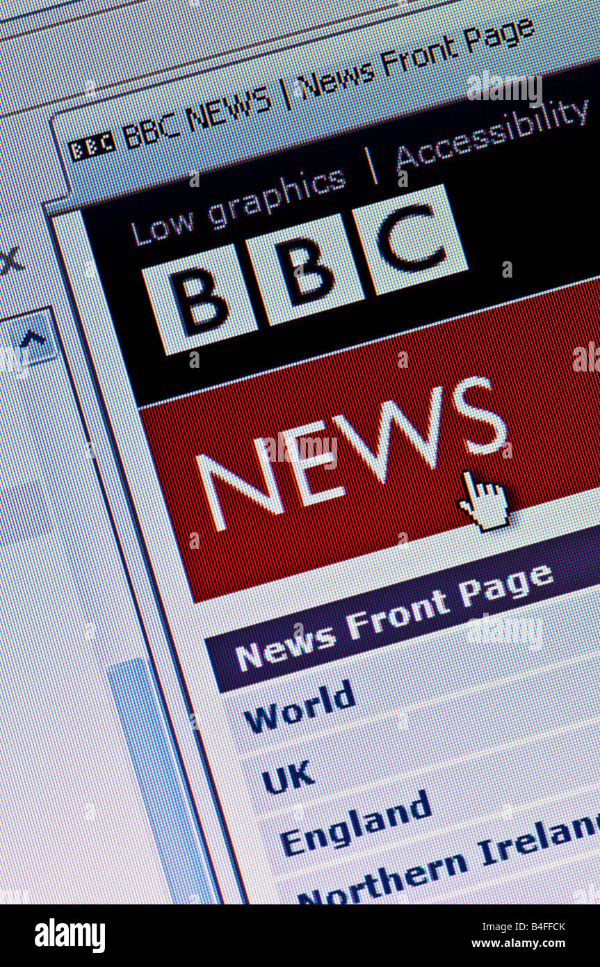 Macro screenshot of BBC News website (Editorial use only Stock Photo ...