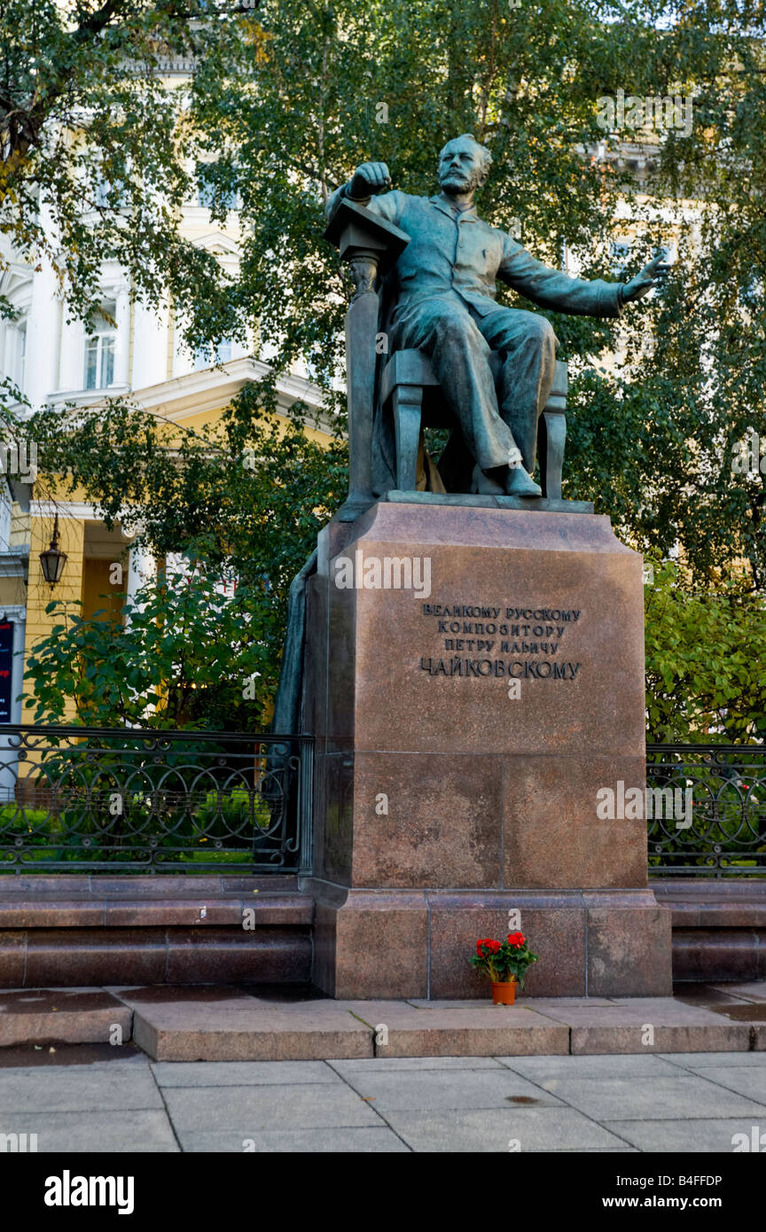 Monument to a great Russian composer Tchaikovsky in front of Moscow conservatoire Stock Photo
