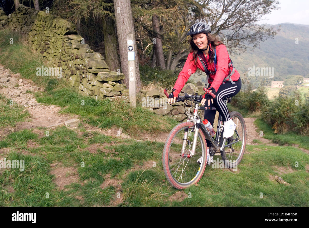 Mountain biking Hayfield Peak District National Park Derbyshire England UK GB Stock Photo