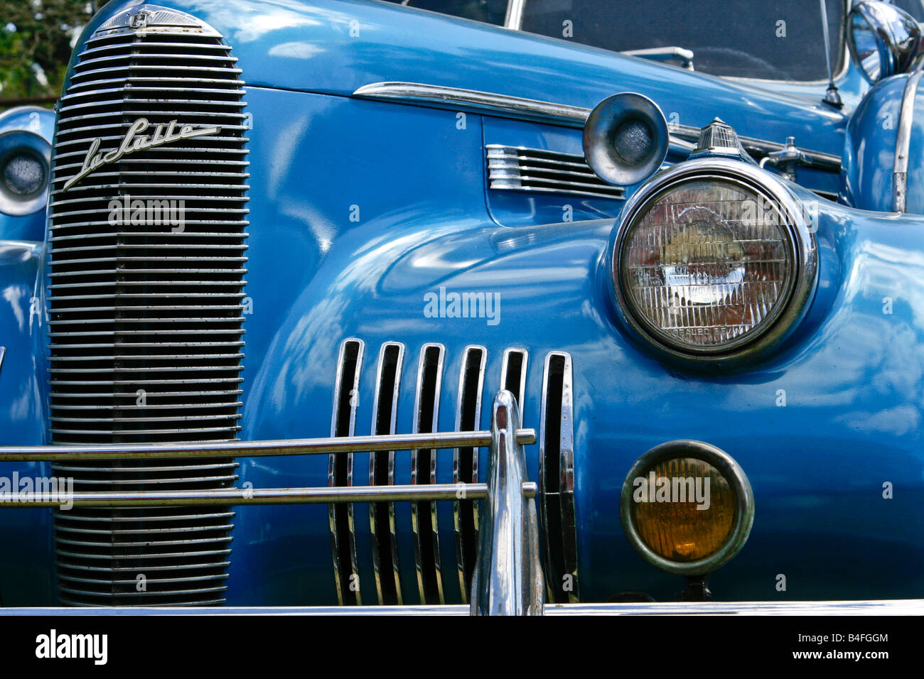 Blue 1940 LaSalle Coupe antique car show at Woodstock Fair Connecticut