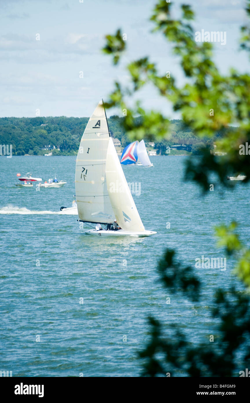 Sailboats on Lake Mendota Madison Wisconsin 24 Aug 2008 late morning