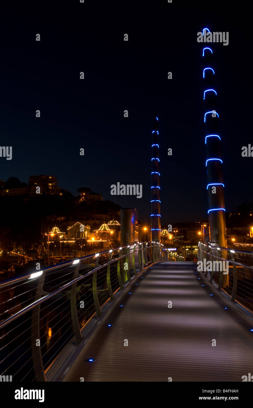 The footbridge crossing the Harbour at Torquay,South Devon at Night