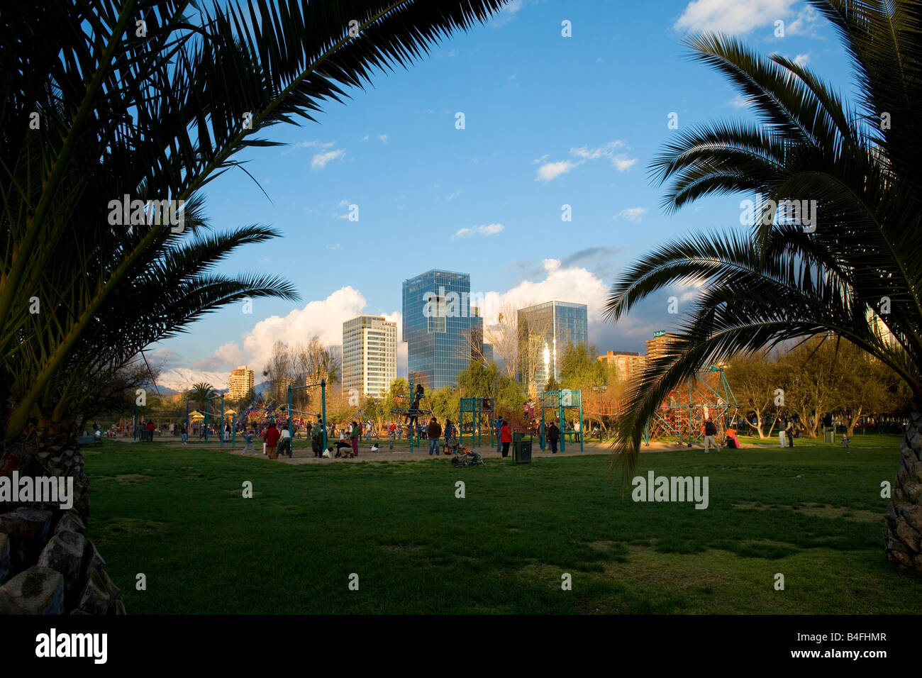 Park in a wealthy neighborhood of Santiago de Chile Stock Photo Alamy