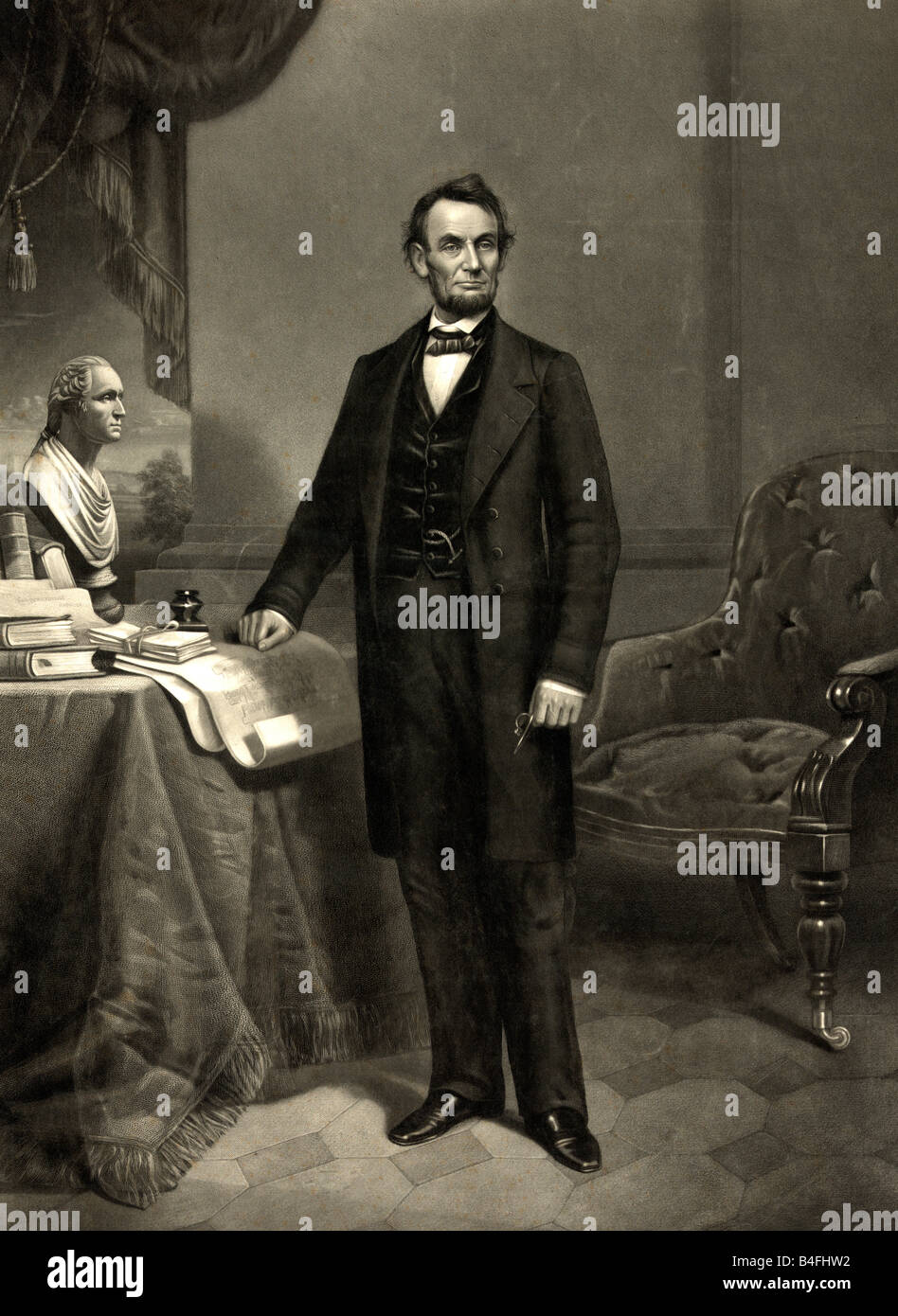 Portrait of Abraham Lincoln, 16th President of the United States Stock Photo