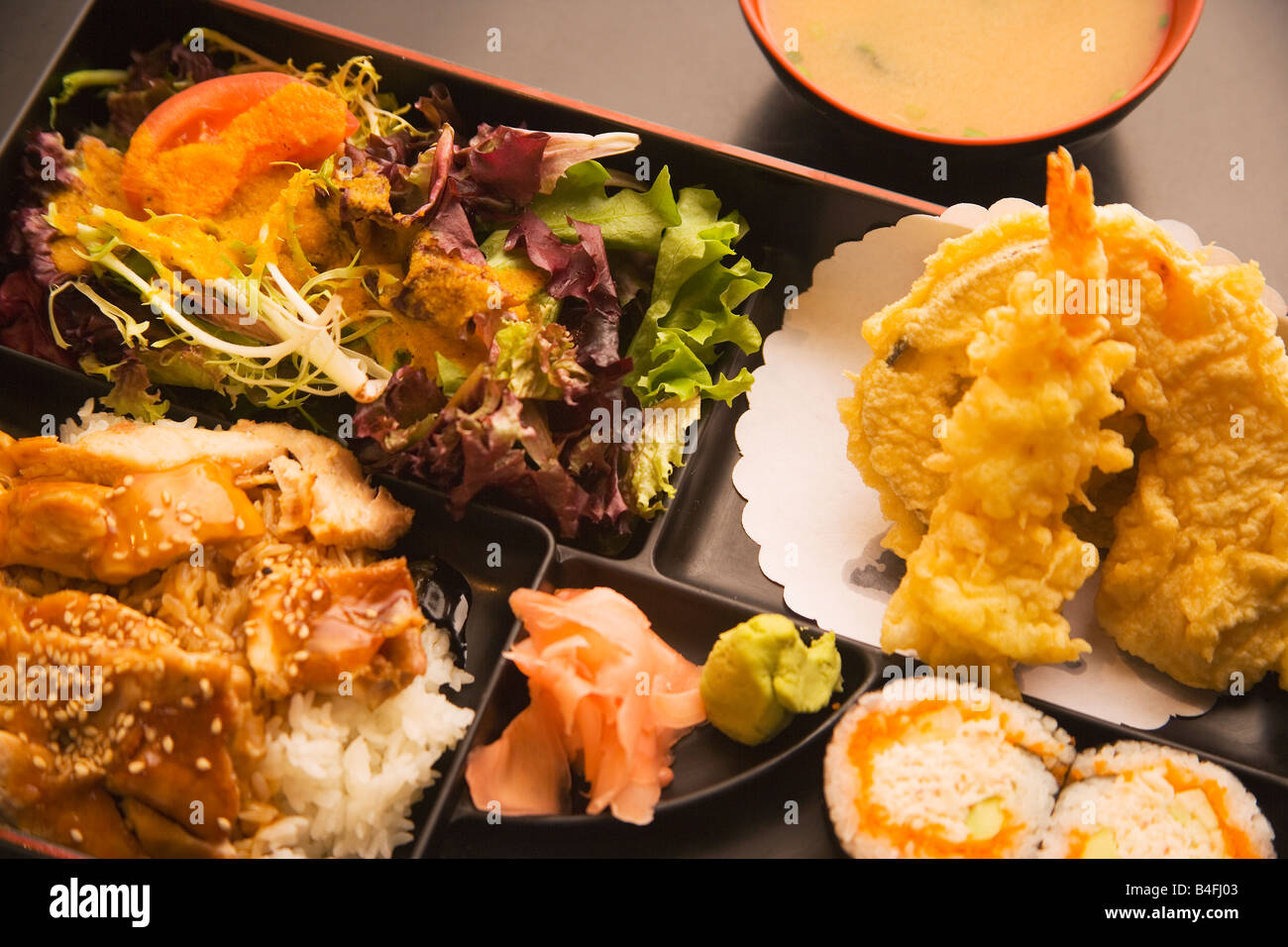 Japanese Combination Dinner Edomasa Restaurant Santa Barbara California Stock Photo