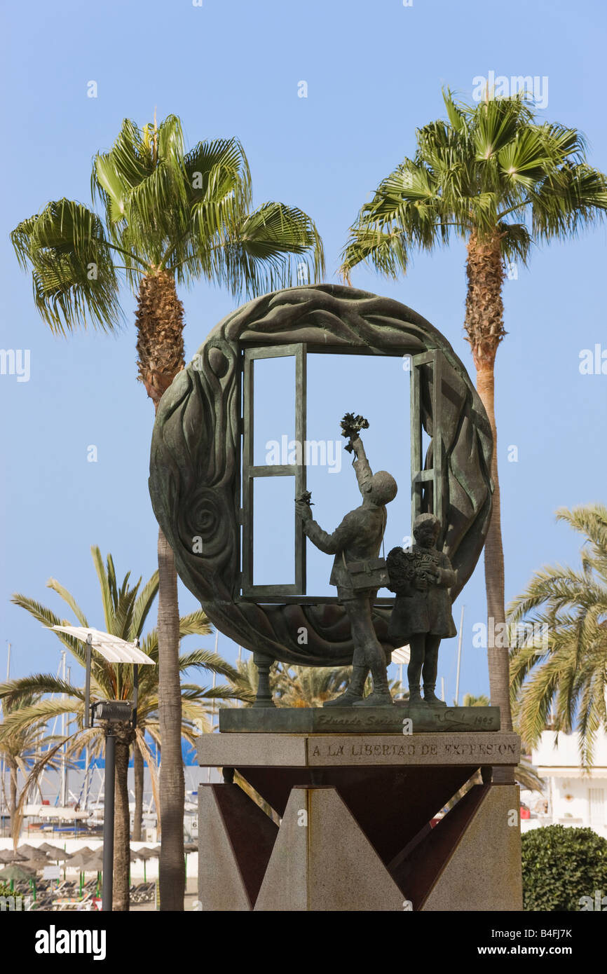 Marbella Malaga Province Costa del Sol Spain Sculpture La Libertad de Expresion Freedom of Expression Stock Photo