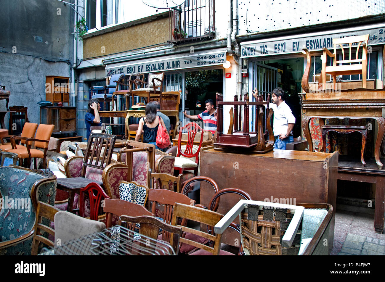 Istanbul Galatasaray Cukurcuma quarter near Istiklal Caddesi Beyoglu shopping street antiqueshop ancient old fashioned Stock Photo
