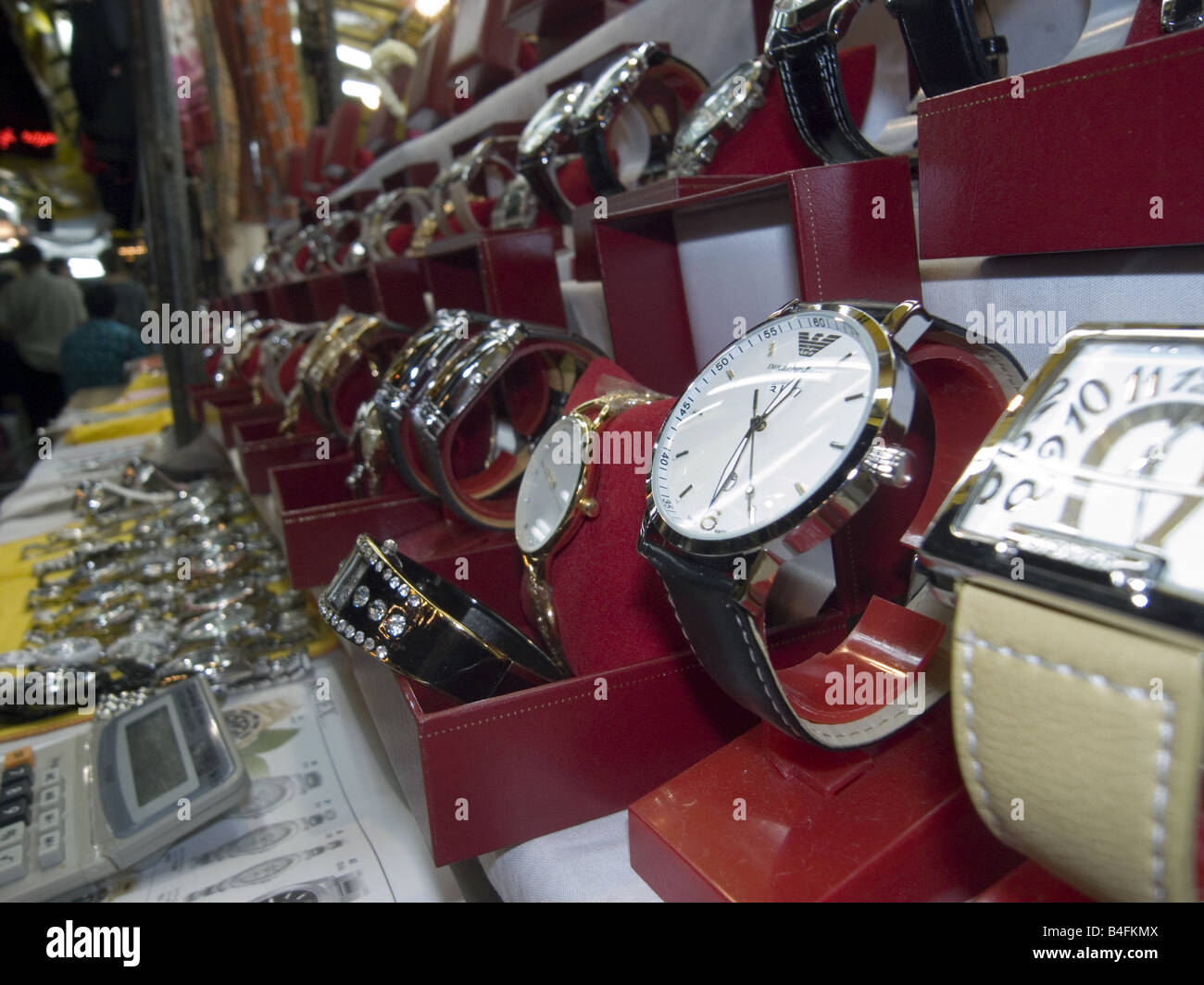 Conterfeit desgner goods. Street  vendors. Patpong Night Market Bangkok. Thailand. Stock Photo