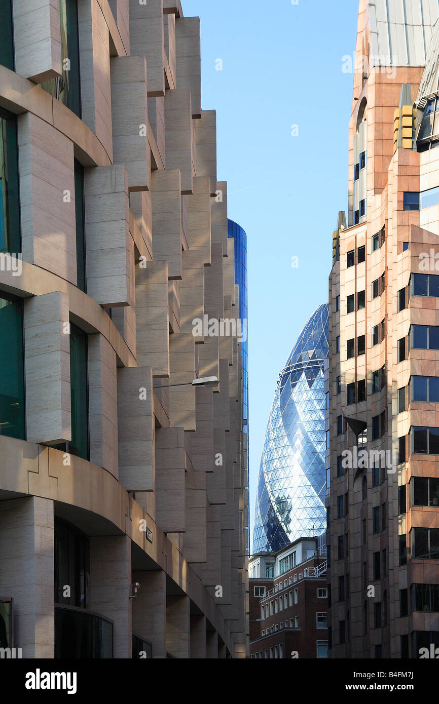 Gherkin and Mincing Lane The City of London England UK Stock Photo Alamy