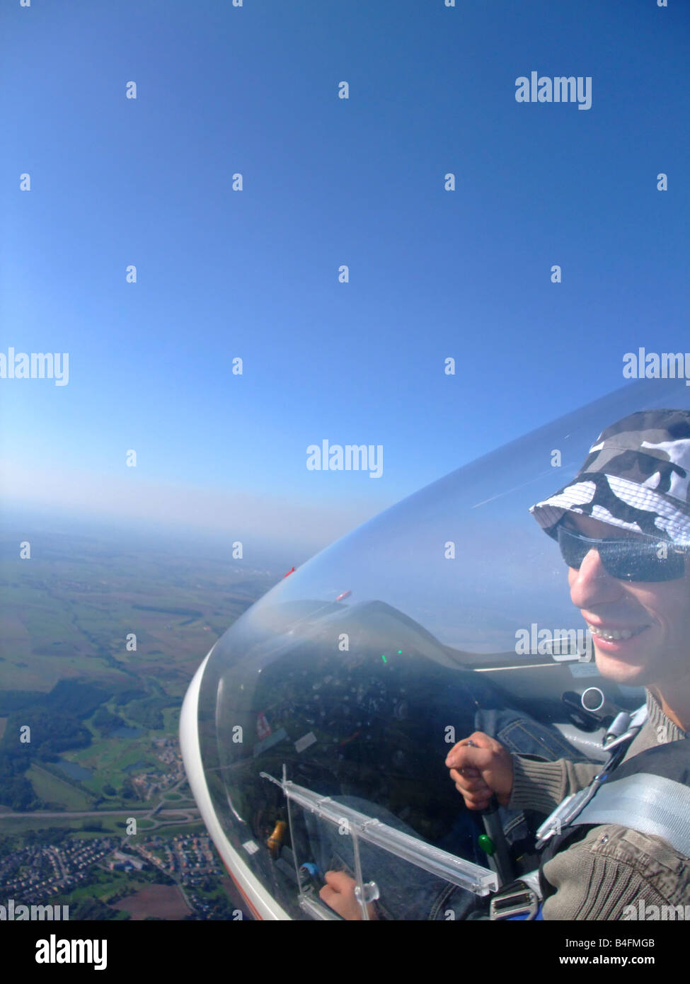 Glider pilot outside view during the flight – Glider model ASK-21  France Stock Photo