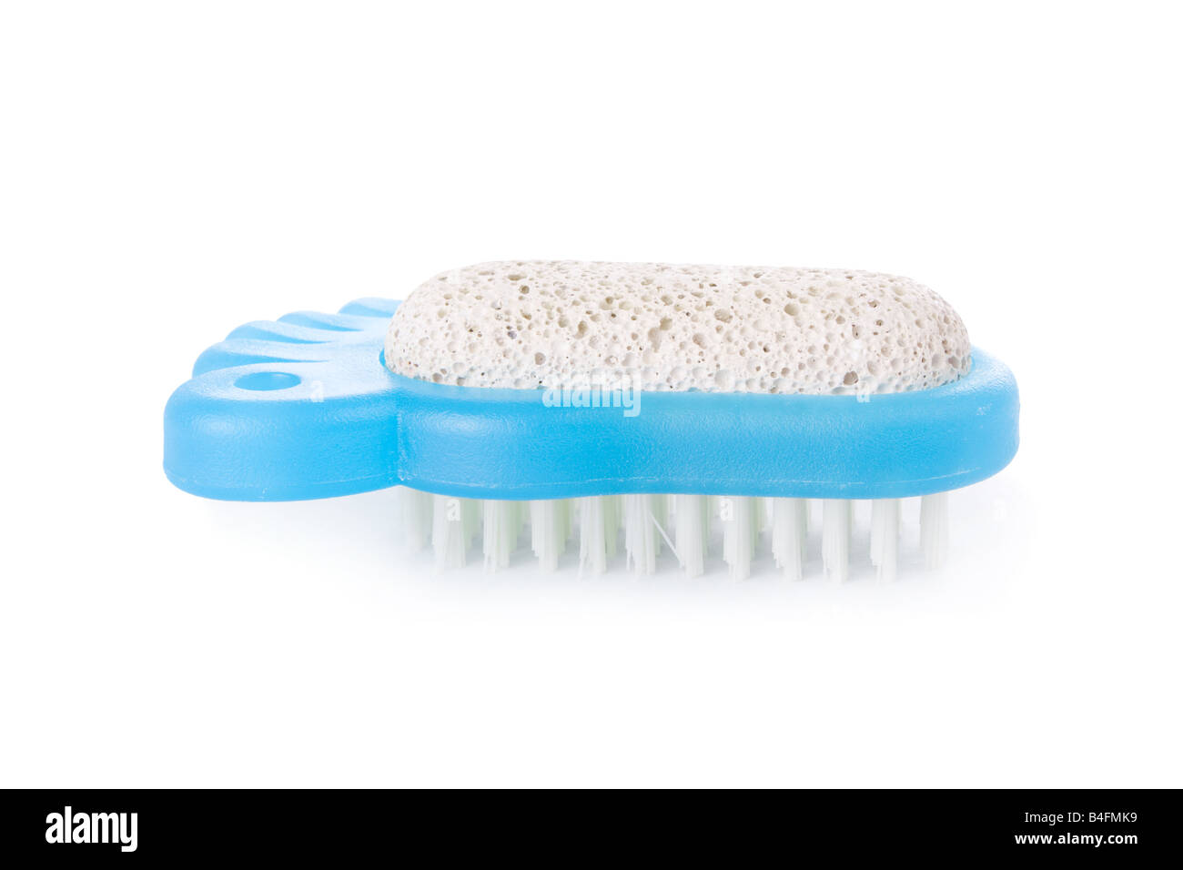 Brush and pumice stone for foot care isolated on white background Stock