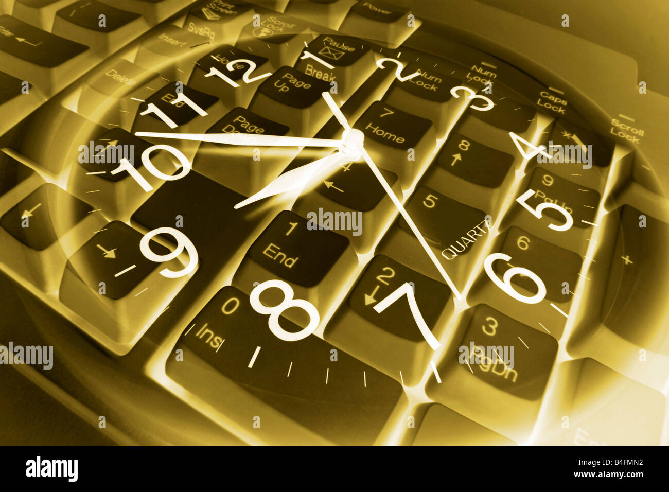 Clock and Computer Keyboard Stock Photo Alamy