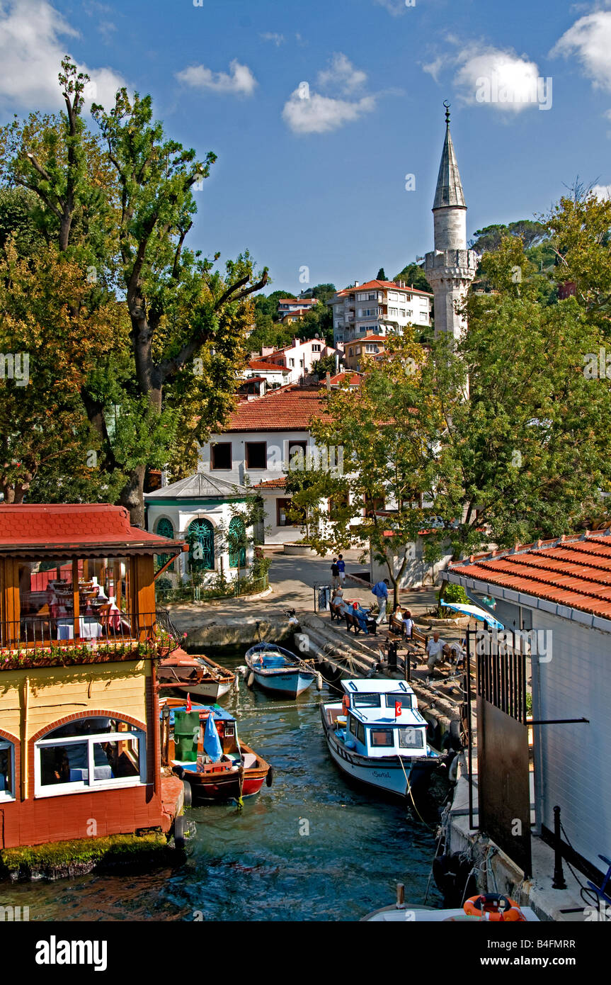 Istanbul Bosphorus coastline from Kanlica Andadolu Hisan Kandill Vanicoy Cengelkoy Bosphorus Istanbul Turkey Stock Photo