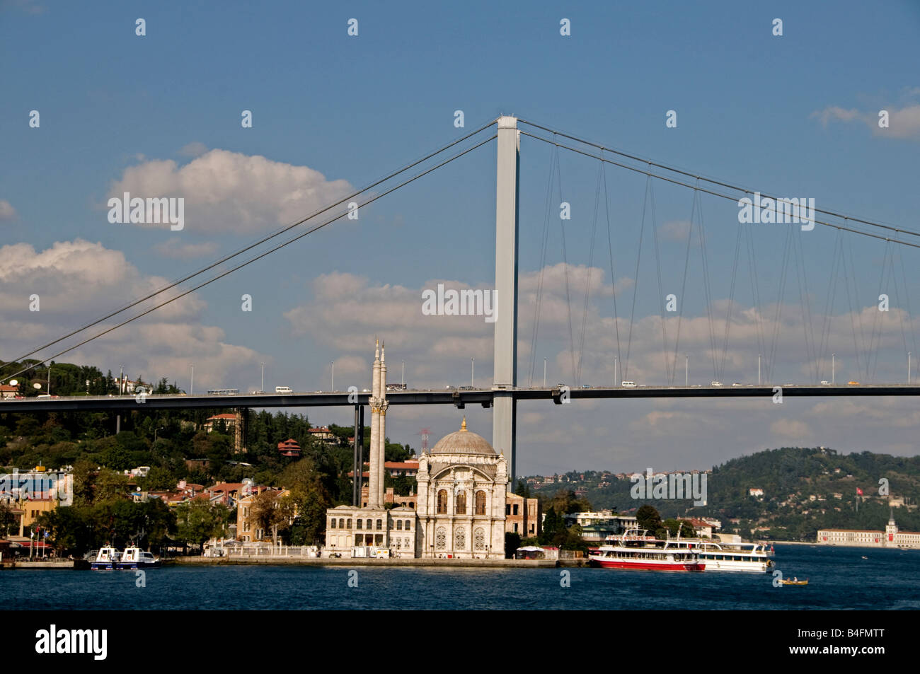 Ortakoy  mosque Camii Bosphorus Bridge  Istanbul Turkey Stock Photo