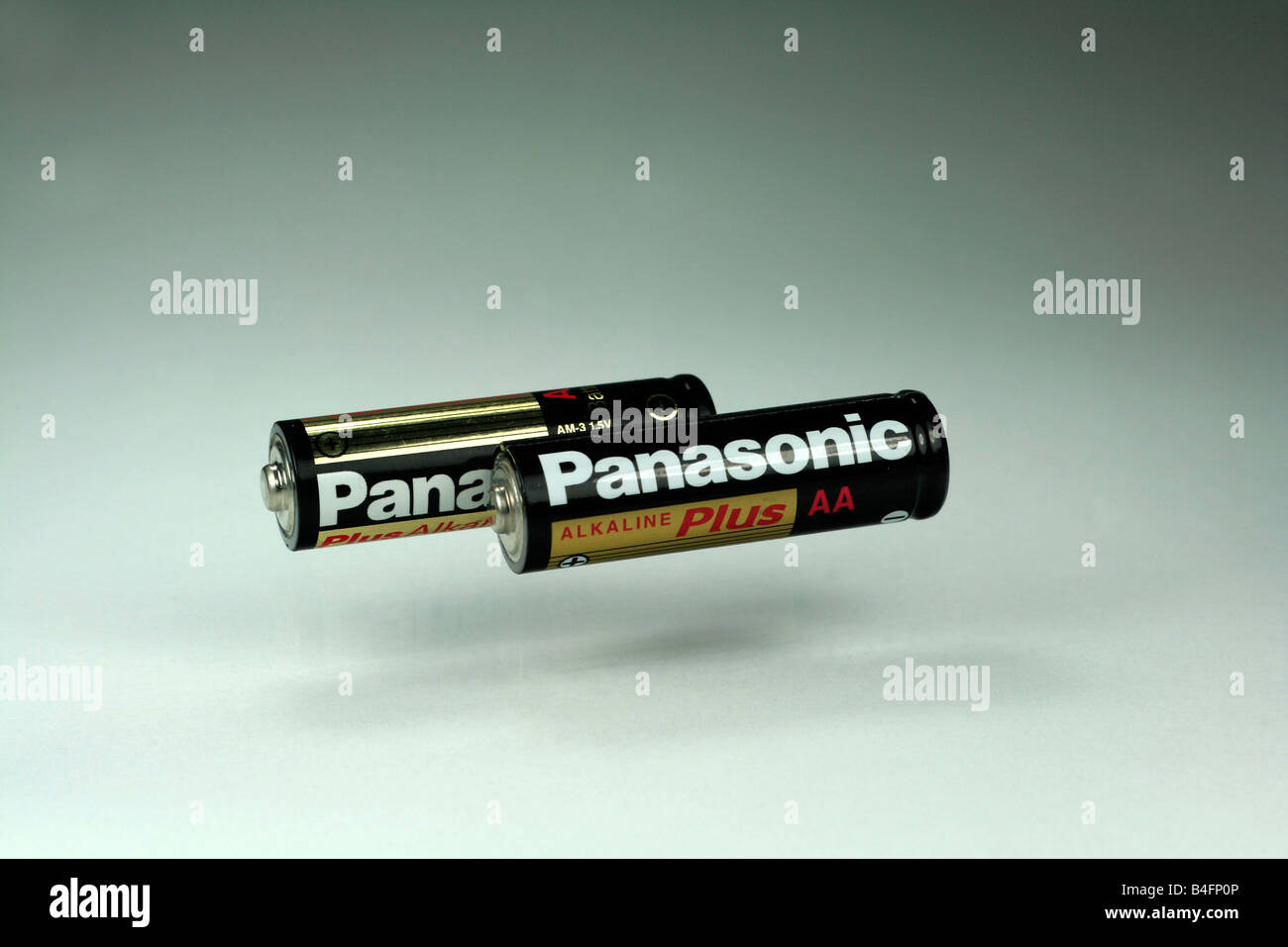 Panasonic alkaline plus AA batteries Stock Photo