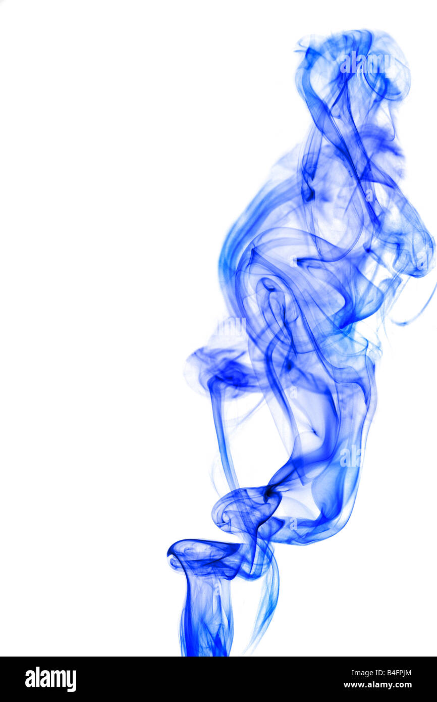 Blue smoke isolated on white background Stock Photo - Alamy