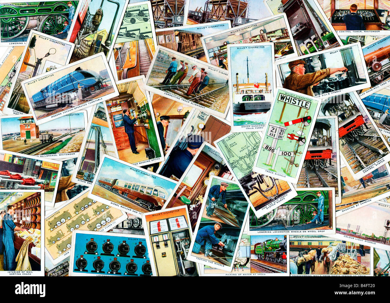 WD & HO Wills Cigarette Cards from 1938 illustrating Railway Equipment