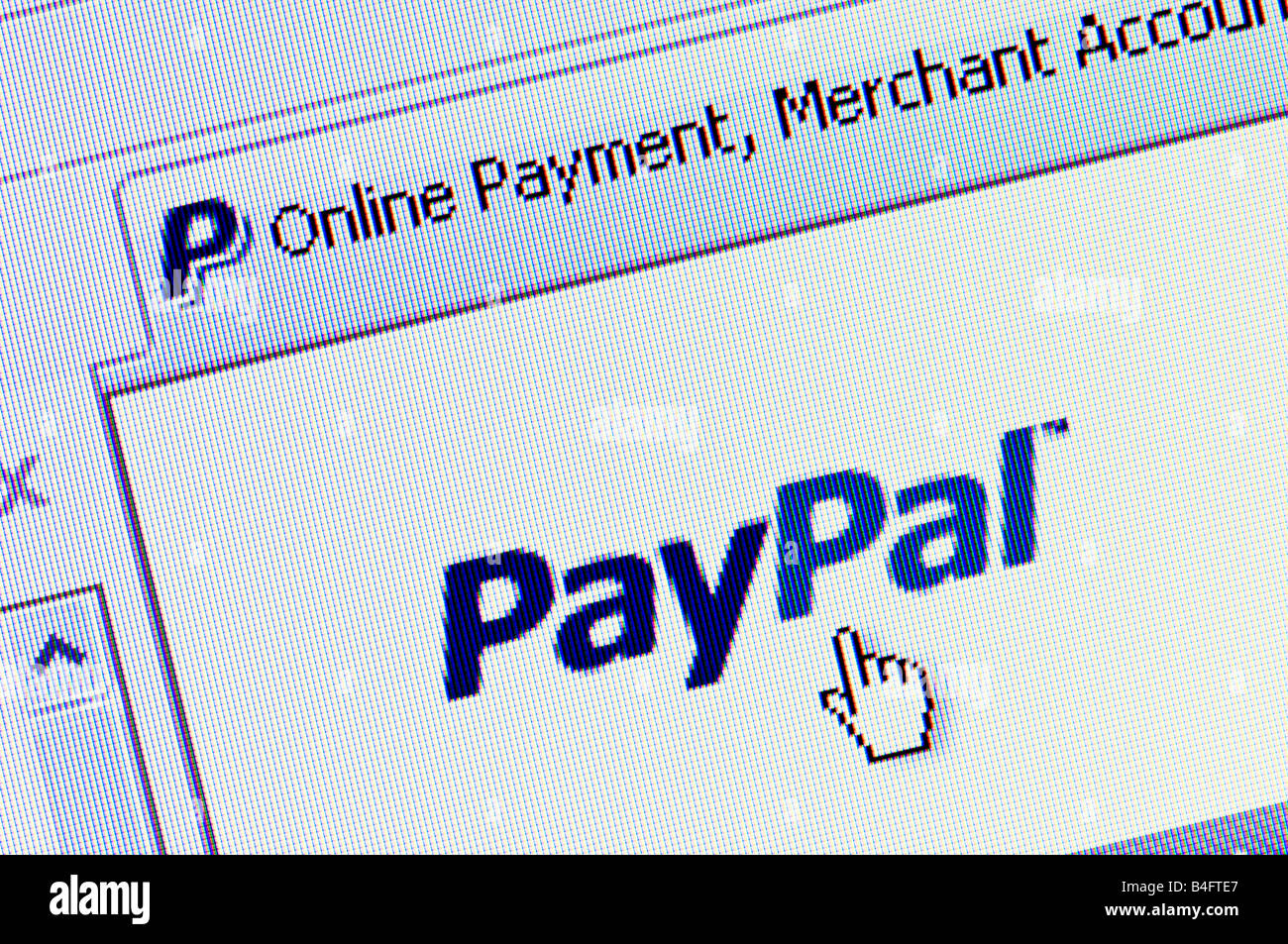 Macro screenshot of PayPal website (Editorial use only) Stock Photo
