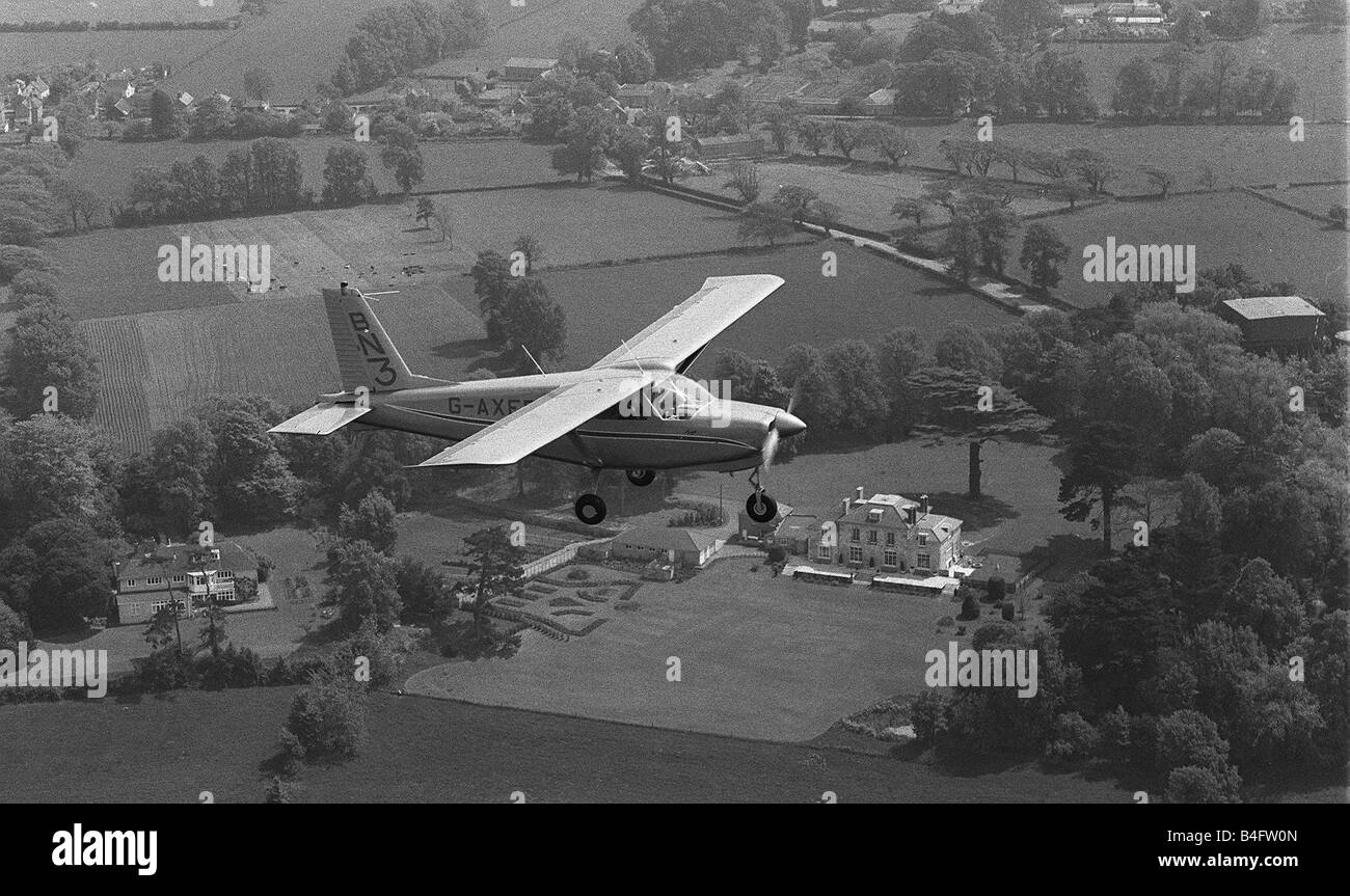 Aircraft Britton Norman BN3 Nymph 115 May 1969 4 seater light aircraft flying near its base at Bembridge on the Isle of Wight Stock Photo