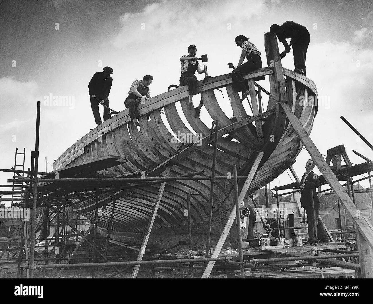 Topsham Shipyard where this wooden fishing boat was built by 60 people