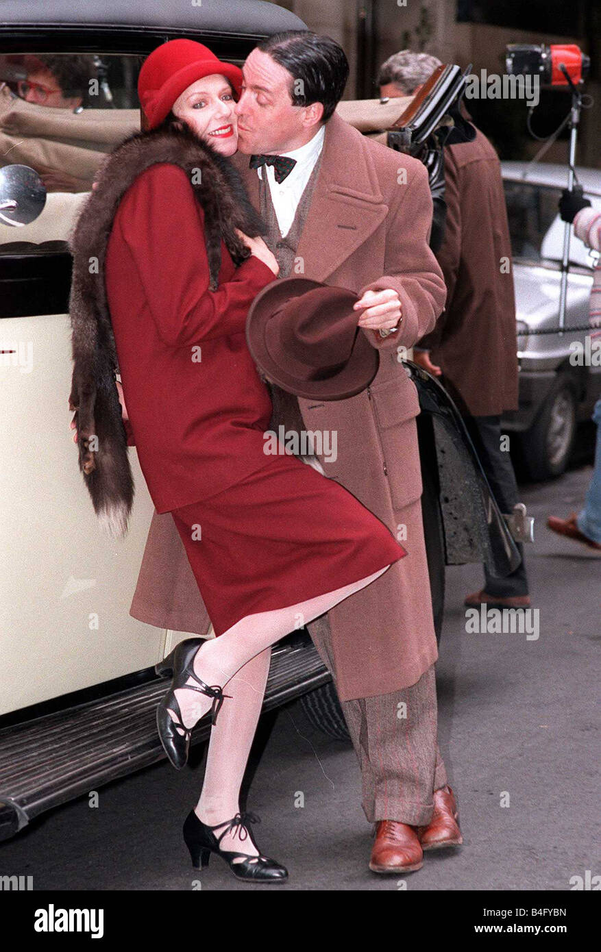 Griff Rhys Jones outside the Savoy hotel January 1991 With Actress Belinda Lang Who Star In The Show Thark Mirrorpix Stock Photo