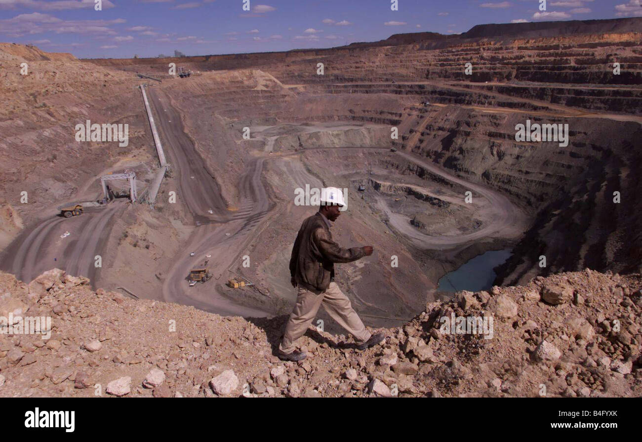 Jwaneng Diamond Mine in Botswana the richest diamond mine in the world Picture shows the size of the mine note dumper trucks in Stock Photo