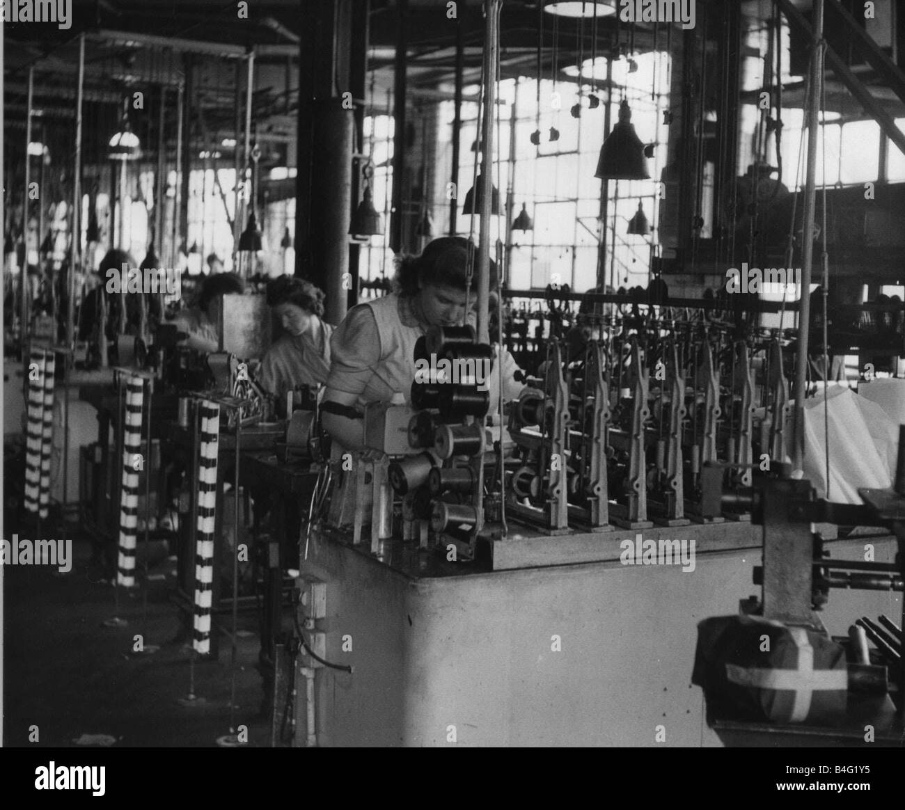 Women working in the Lucas Factory in East Finchley London where they produce a variety of products for motor cars August 1946 Stock Photo