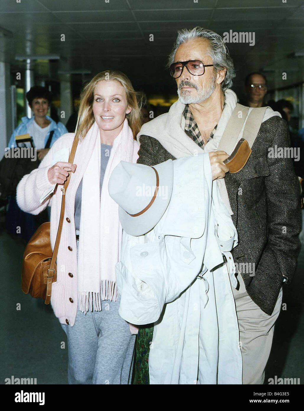 Bo Derek actress with husband John at airport Stock Photo
