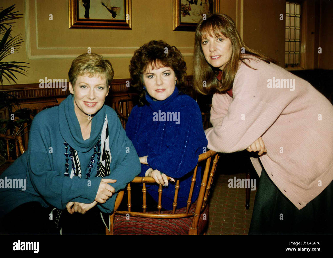 Jill Baker actress left with Gwen Taylor and another actress who appeared together in the tv programme Screaming Stock Photo