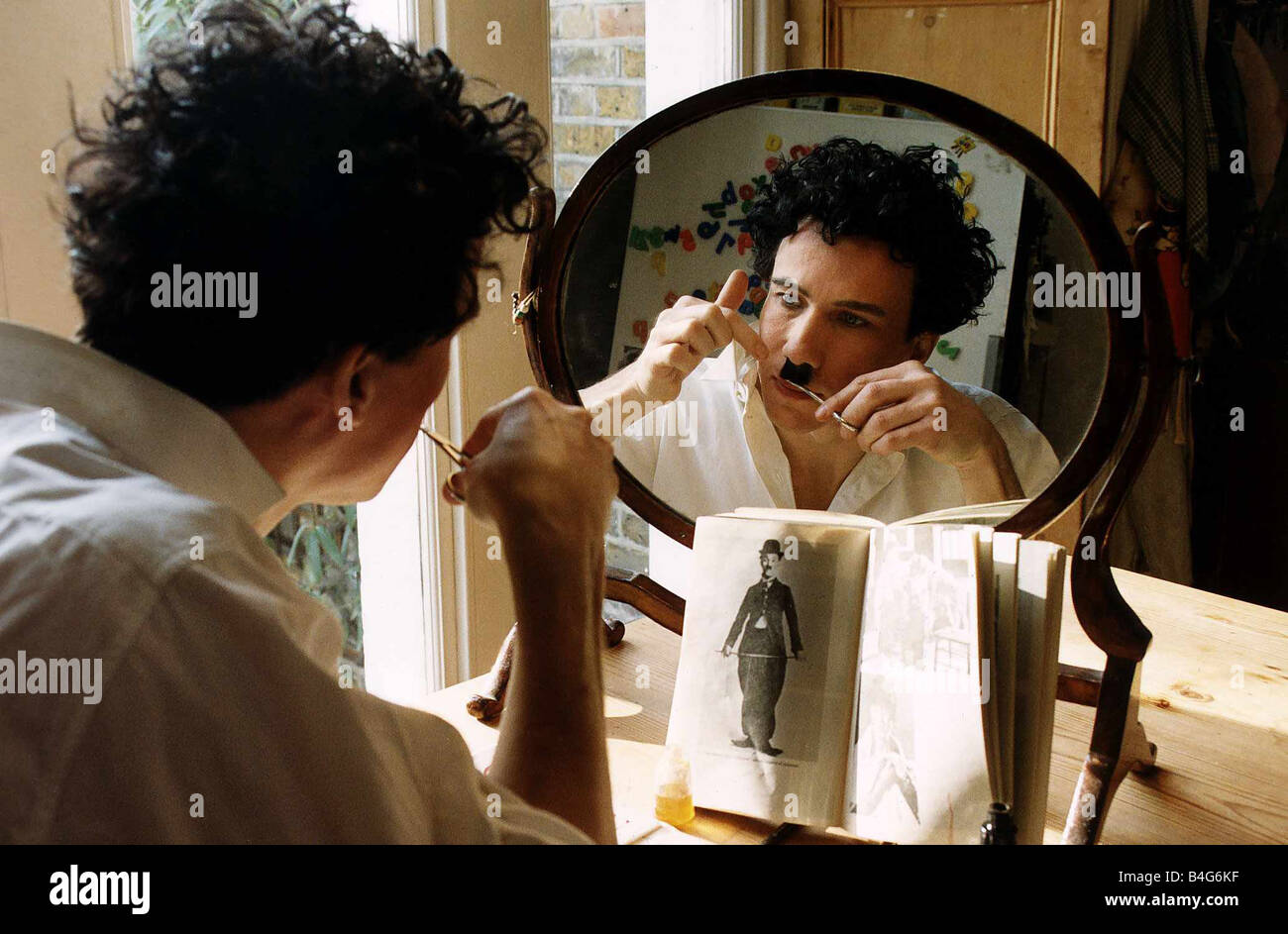 Peter Duncan actor getting ready for his part as Charlie Chaplin ...
