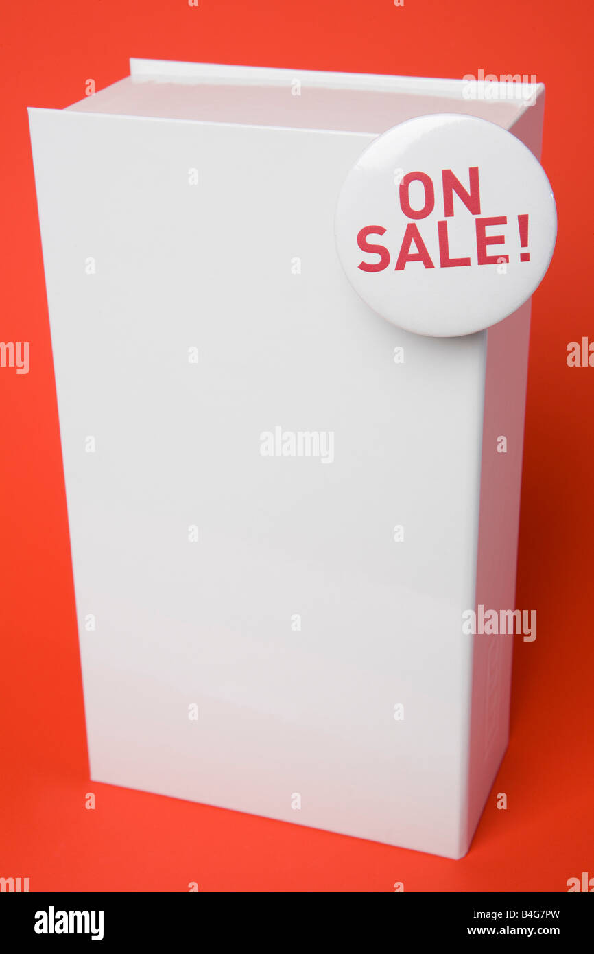 A blank box with an 'on sale' badge Stock Photo