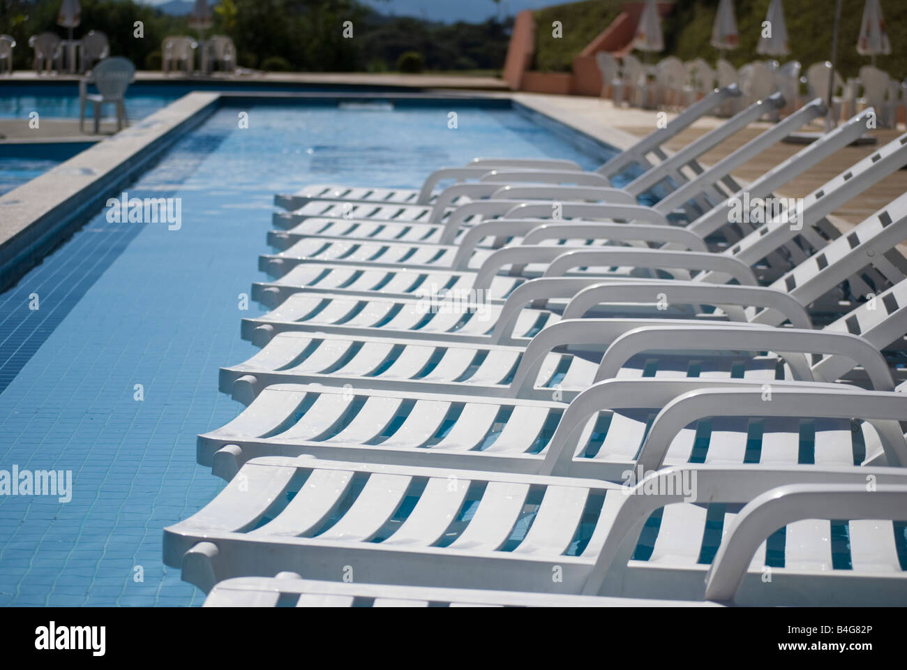 White Pool Chairs Stock Photo Alamy