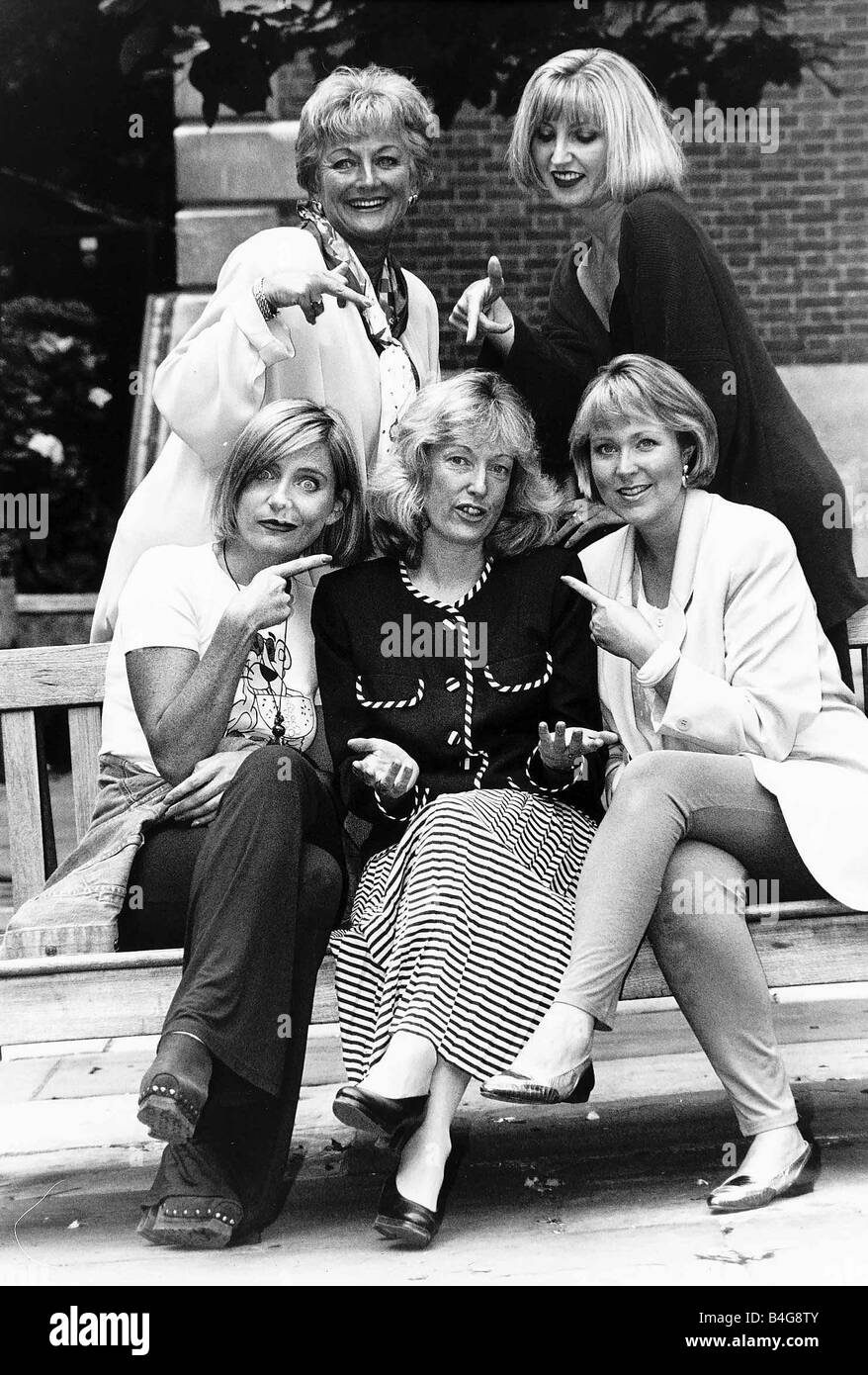 Michelle Collins Actress With Fellow Actresses And TV Presenters Lis Howell Kathryn Holloway Polly Perkins Jayne Irving The New Stock Photo