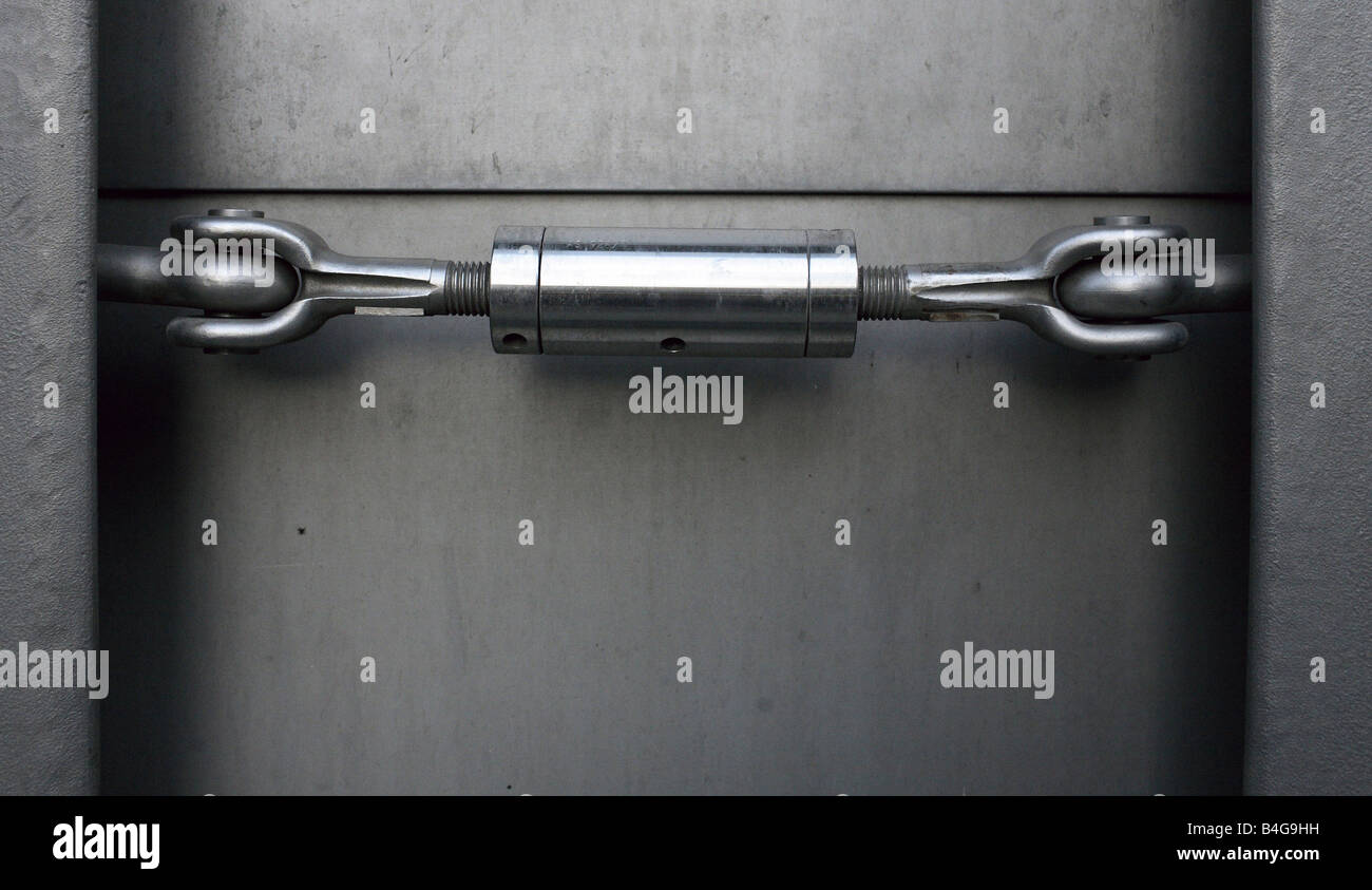Turnbuckle between concrete slabs Stock Photo Alamy