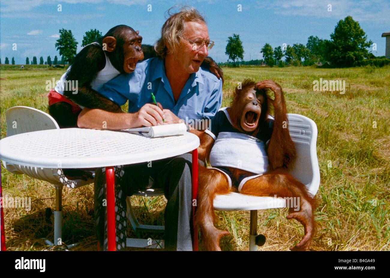 Christina The 3 Years Old Chimpanse And Chimp Phyllis On Set With 