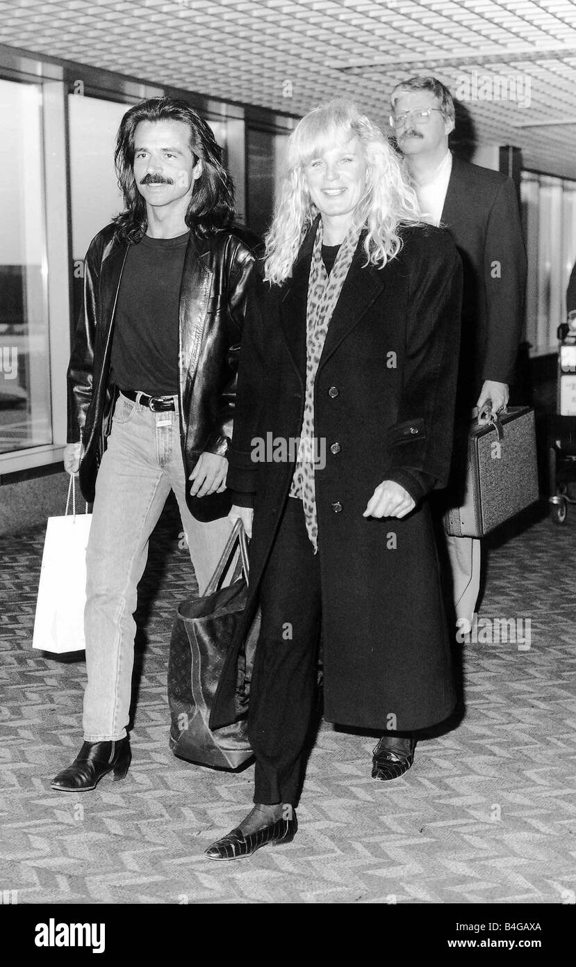 Linda Evans Actress TV Soap Dynasty with boyfriend film producer Yanni on the way to the south of France Stock Photo