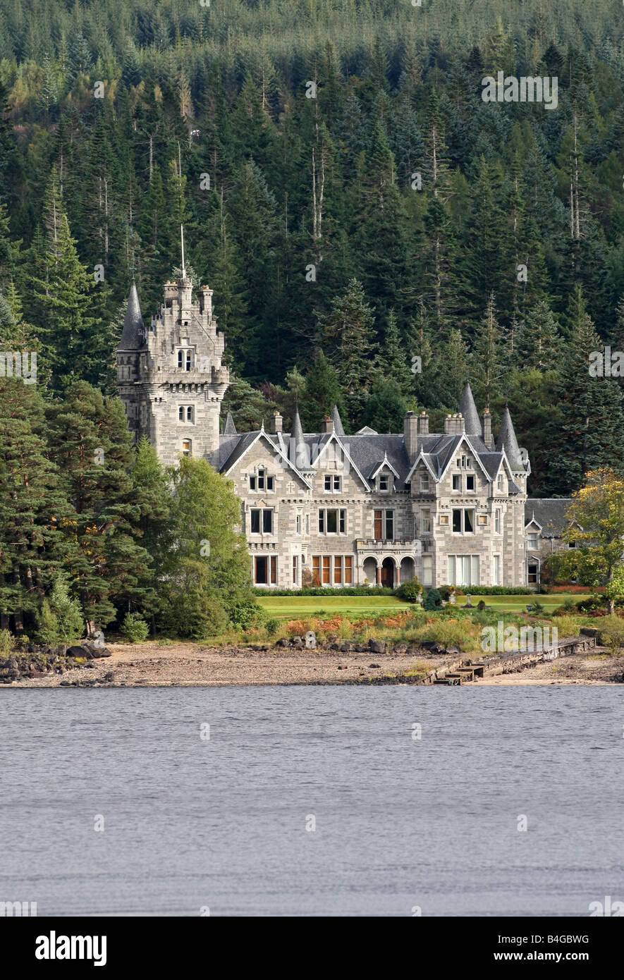 Ardverikie Estate beside the water of Loch Laggan, Inverness-shire, Scotland, UK, filmed in the tv series Monarch of the Glen Stock Photo