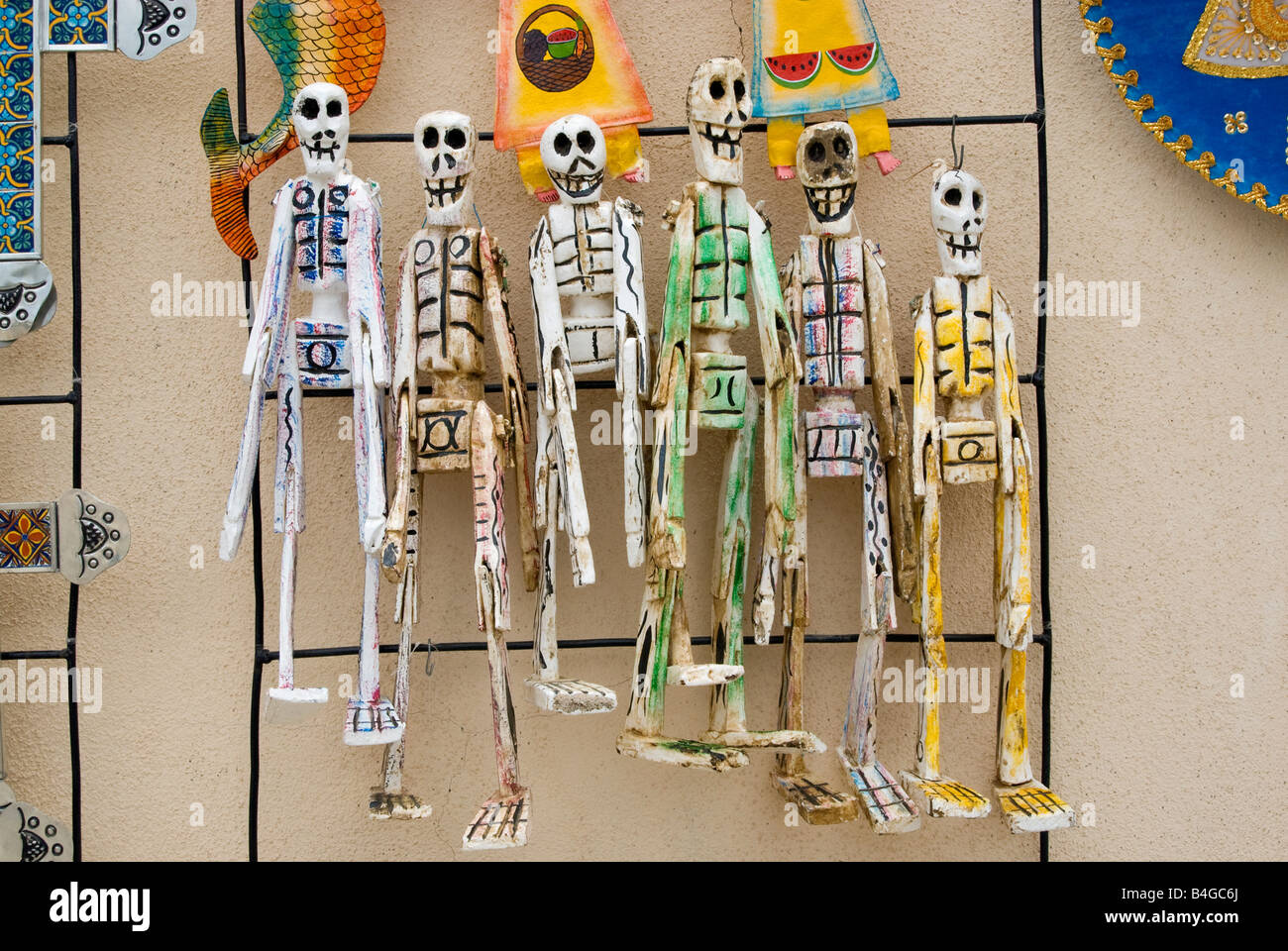 Toy skeletons at curio shop at Todos Santos Baja California Sur Mexico Stock Photo