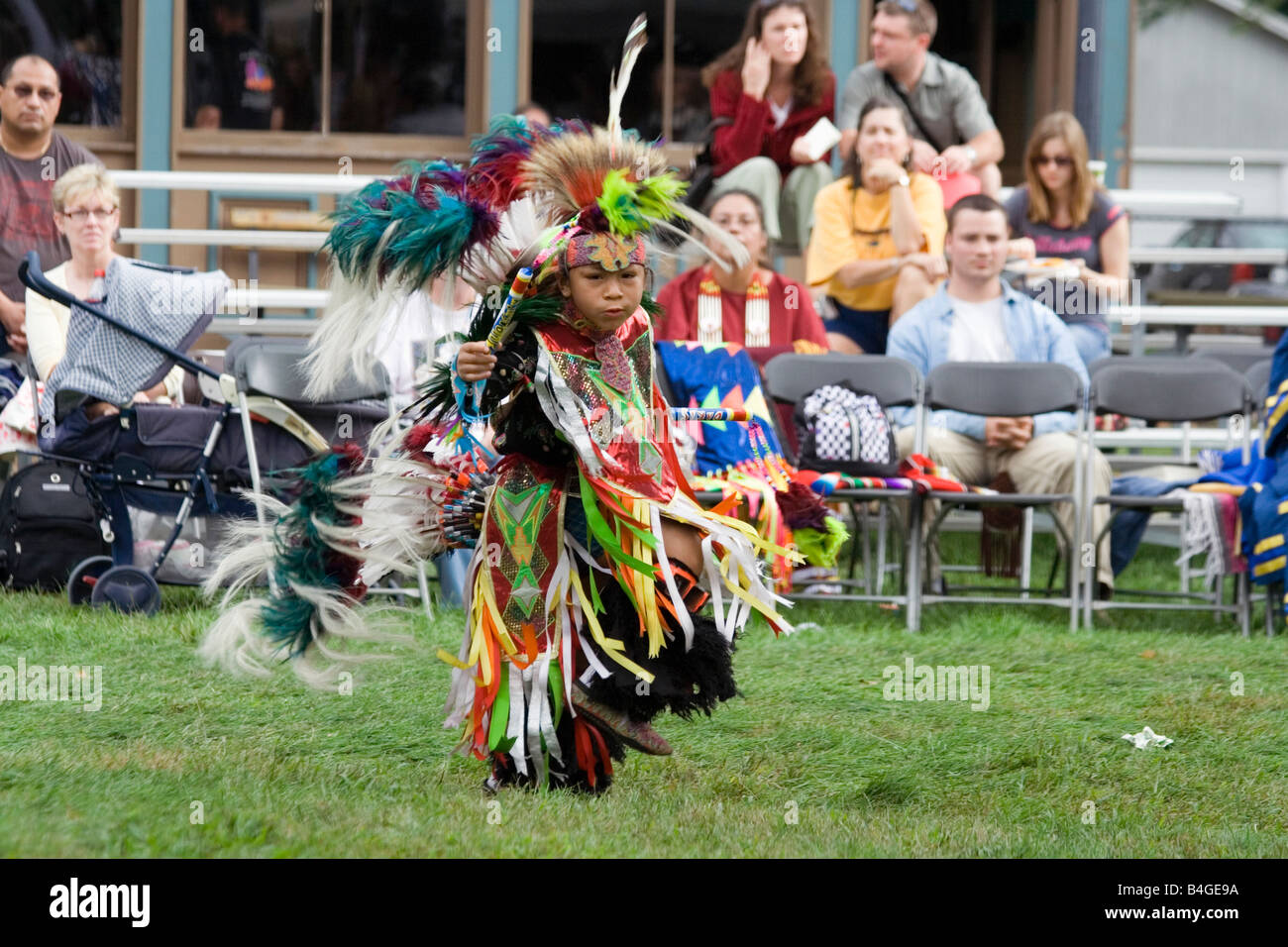 Native American Indian Boy Dancing. The 14th Annual Harvest Pow Wow