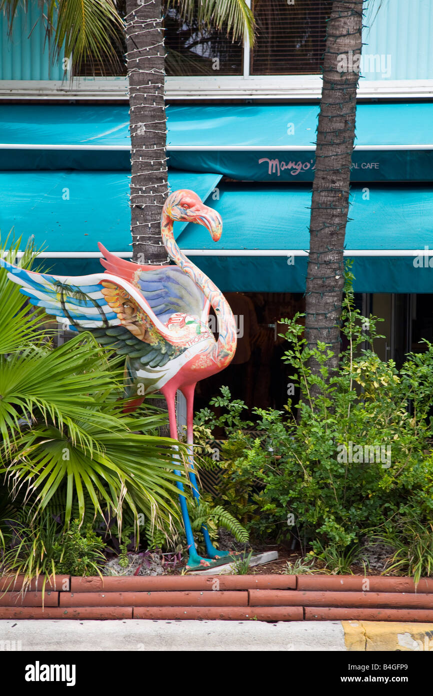 Flamingo sculpture, South Beach, Miami, Florida Stock Photo