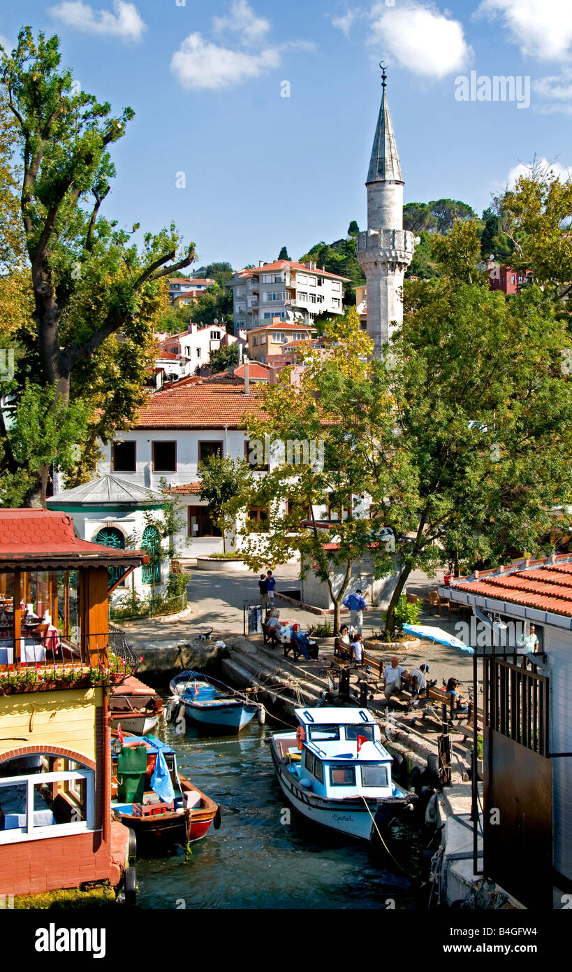 Istanbul Bosphorus coastline from Kanlica Andadolu Hisan Kandill Vanicoy Cengelkoy Bosphorus Istanbul Turkey Stock Photo