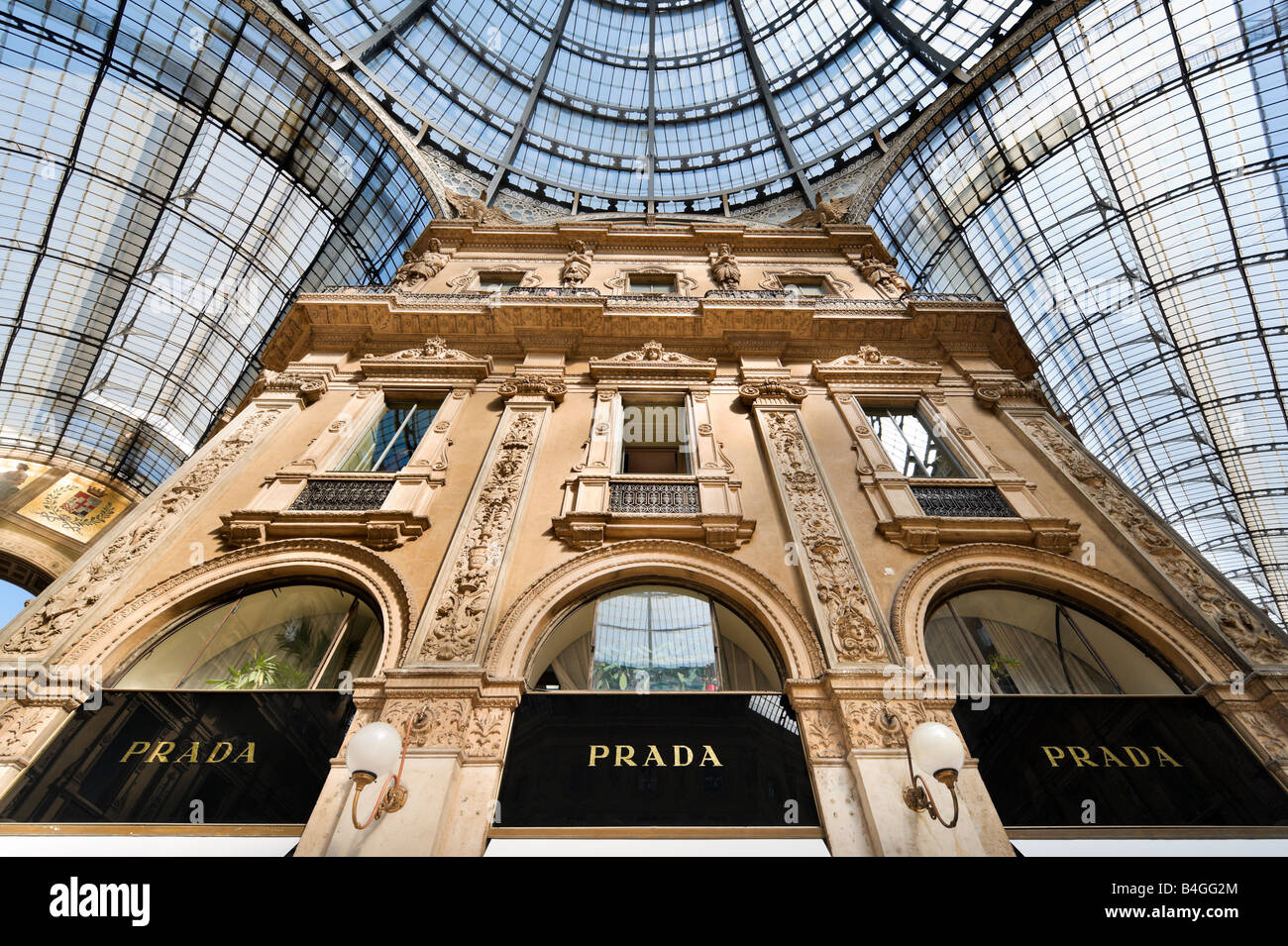 Prada Store in the Galleria Vittorio Emmanuele II, Milan, Lombardy, Italy Stock Photo