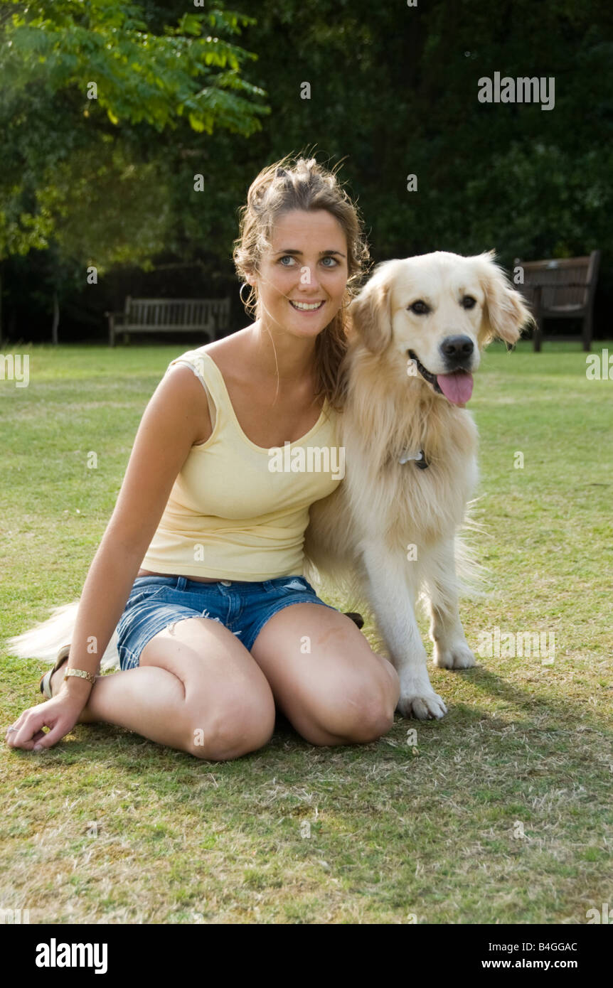 portrait of teenage girl with her dog Stock Photo - Alamy