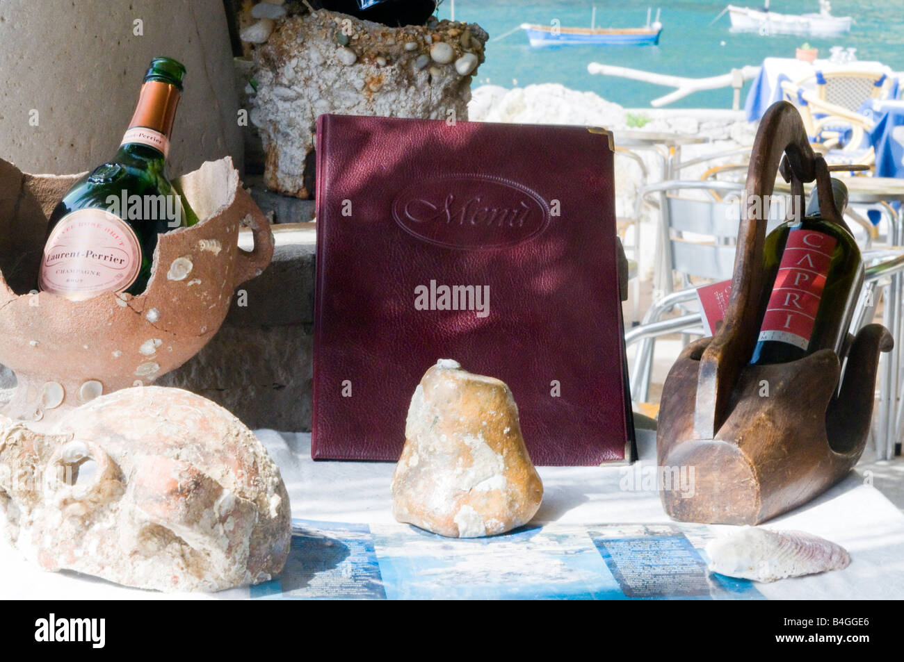 Restaurant display in Capri Stock Photo