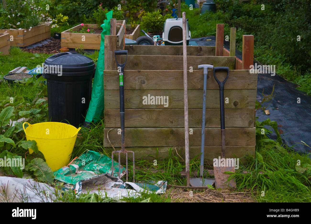 Compost bins on the allotment hires stock photography and images Alamy