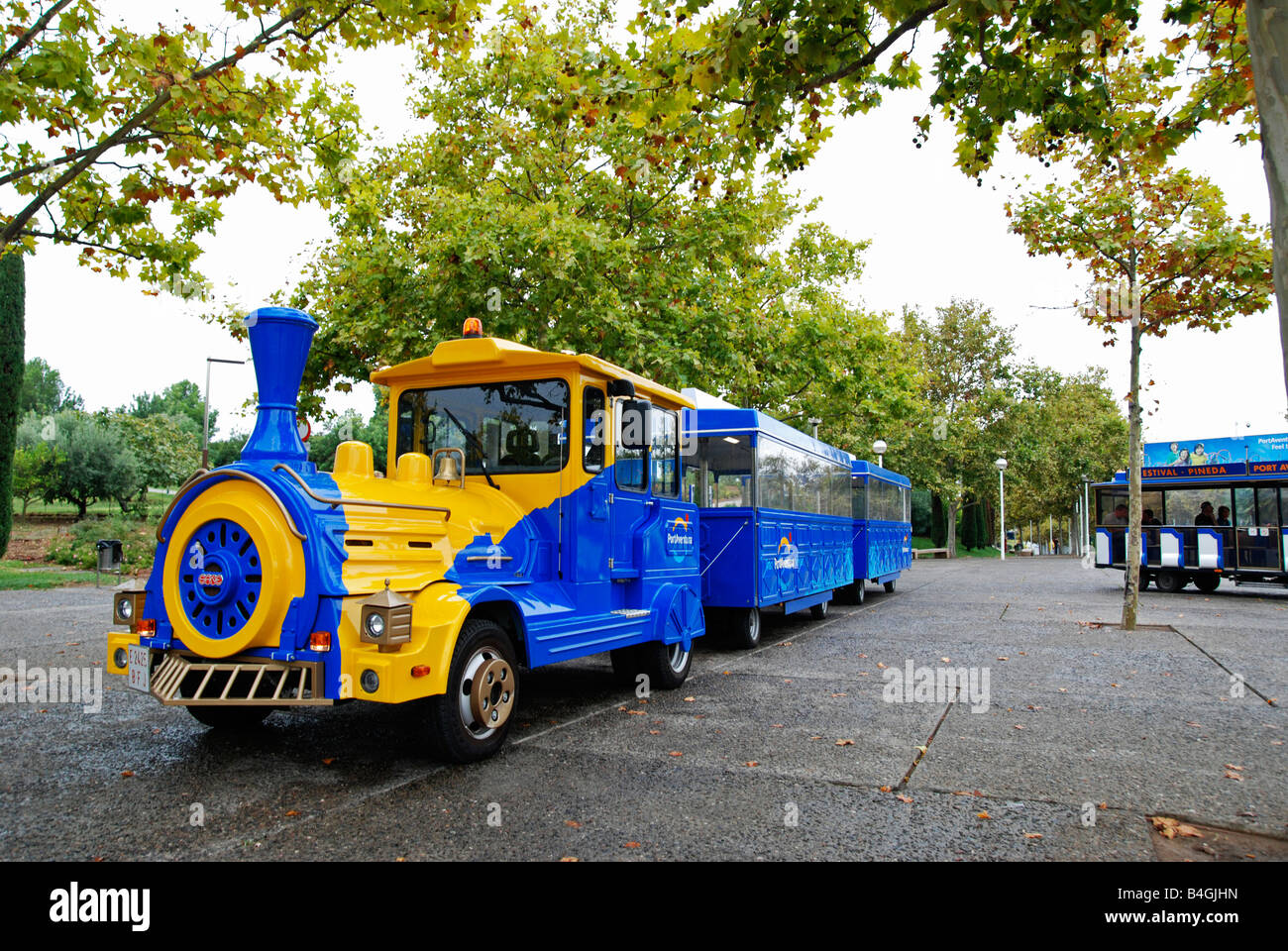 a mini train for visitors to portaventura theme park in salou,spain Stock  Photo - Alamy